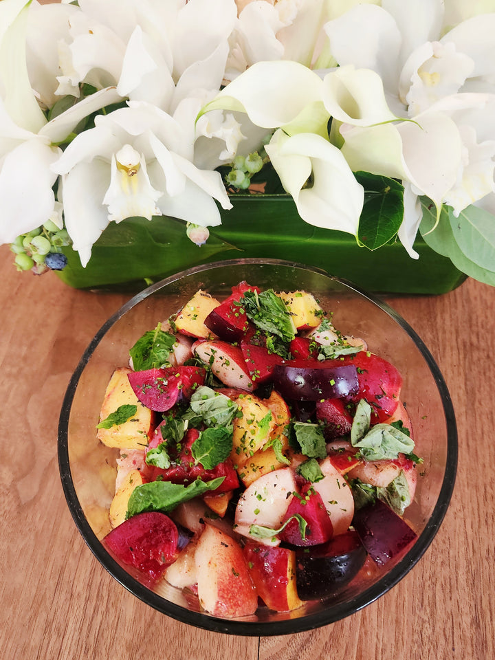 Bowl of Early Harvest Stone Fruit Salad 