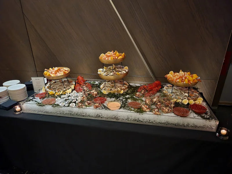 A raw-bar presentation arranged over ice.